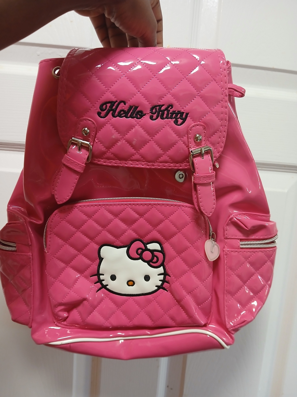 Hello Kitty Quilted Patent Pink Backpack